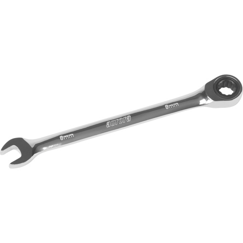 Metric Ratcheting Combination Wrench, 12 Point, 8 mm, Chrome Finish Superchem Industries