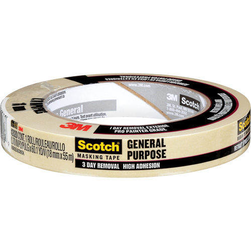 Scotch&reg; Contractor Grade Masking Tape 2020, 18 mm (3/4") x 55 m (180'), Beige Superchem Industries