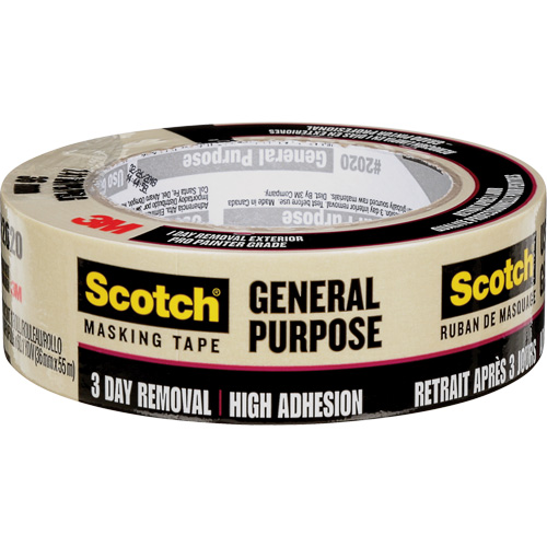 Scotch&reg; Contractor Grade Masking Tape 2020, 36 mm (1-1/2") x 55 m (180'), Beige Superchem Industries