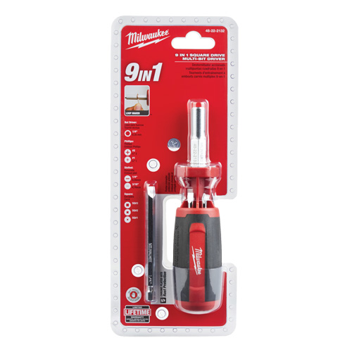 9-in-1 Square Drive Multi-Bit Driver, 9" L, Cushion Grip Handle Superchem Industries