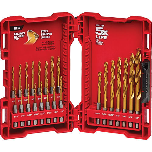 Jeu de forets pour perceuses et cl&eacute;s &agrave; chocs Shockwave, 23 morceaux, Titane Superchem Industries