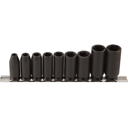 Long Socket Set, 9 Pcs, Impact, 3/8" Drive Size, Deep Superchem Industries