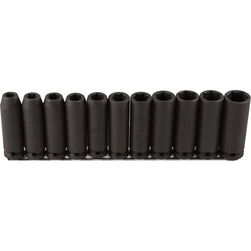Long Socket Set, 11 Pcs, Impact, 1/2" Drive Size, Deep Superchem Industries