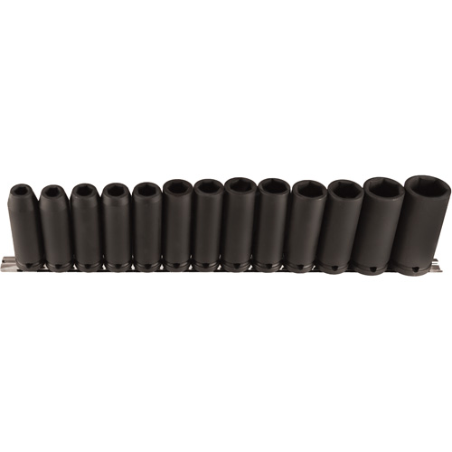 Long Socket Set, 13 Pcs, Impact, 1/2" Drive Size, Deep Superchem Industries