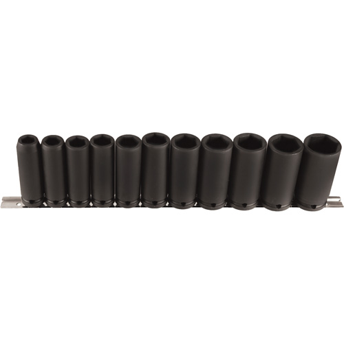 Long Socket Set, 11 Pcs, Impact, 1/2" Drive Size, Deep Superchem Industries