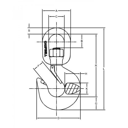 Crochet de levage pivotant avec loquet Superchem Industries