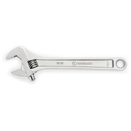 Adjustable Wrench, 12" L, 1-1/2" Max Width, Chrome Superchem Industries