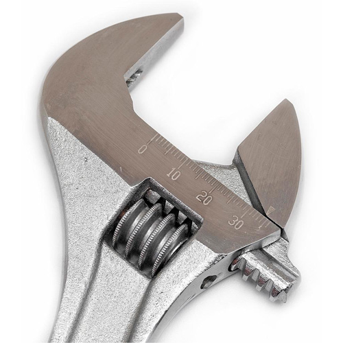 Adjustable Wrench - Boxed, 10" L, 1-5/16"/34 mm Max Width, Chrome Superchem Industries
