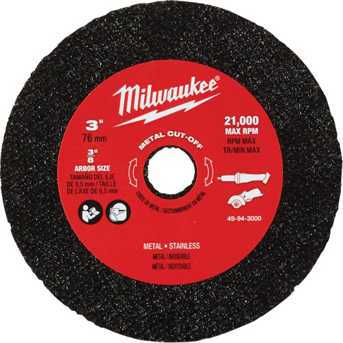 Meule de tronçonnage des m&eacute;taux, 3" x 0,04", Arbre 3/8" Superchem Industries