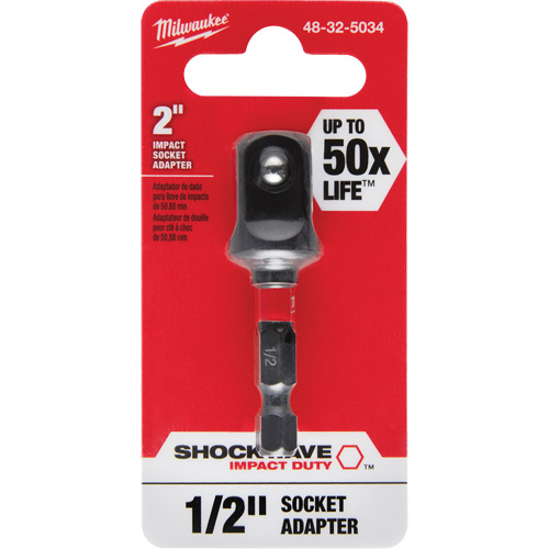 Adaptateur de douille &agrave; chocs Shockwave, 1/4" Prise, Dimension m&acirc;le 1/2", Sph&eacute;rique, 2" lo Superchem Industries