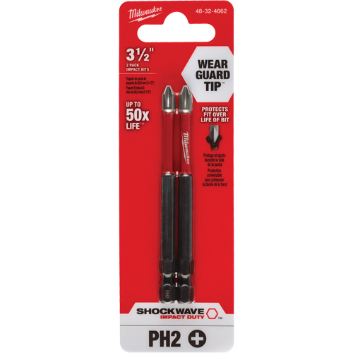 Embout de tournevis Shockwave Impact Duty, Phillips, Embout #2, Prise 1/4", Longueur 3-1/2" Superchem Industries
