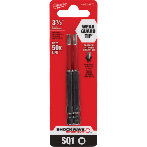 Embout de tournevis Shockwave Impact Duty, Carr&eacute;e, Embout #1, Prise 1/4", Longueur 3-1/2" Superchem Industries