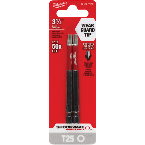 Embout de tournevis Shockwave Impact Duty, Torx, Embout T-25, Prise 1/4", Longueur 3-1/2" Superchem Industries