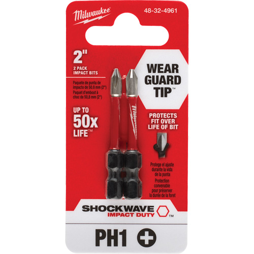 Embout de tournevis Shockwave Impact Duty, Phillips, #1, Prise 1/4" Superchem Industries