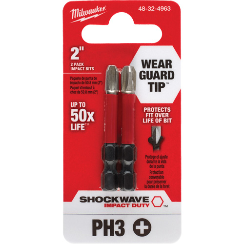 Shockwave Impact Duty Screwdriver Bit, Phillips, #3, 1/4" Drive Superchem Industries