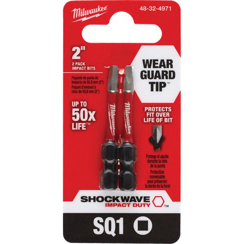Shockwave Impact Duty Screwdriver Bit, Square, #1, 1/4" Drive Superchem Industries