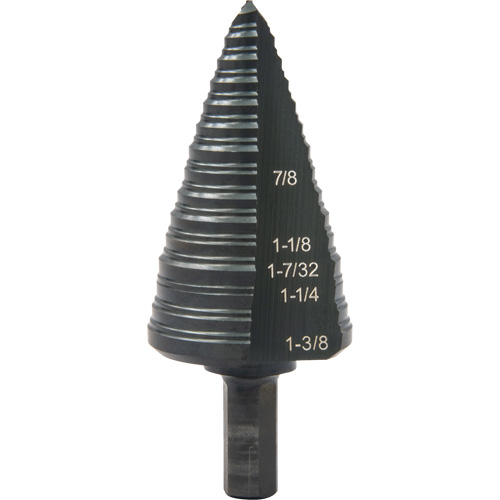 #12 Multi-Hole Step Drill Bit, 7/8" - 1-3/8" , 1/16" Increments, High Speed Steel Superchem Industries