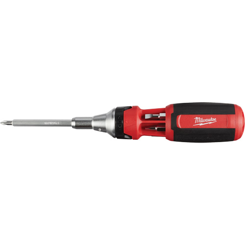 9-in-1 Square Drive Ratcheting Multi-bit Driver, 9-1/10" L, Cushion Grip Handle Superchem Industries