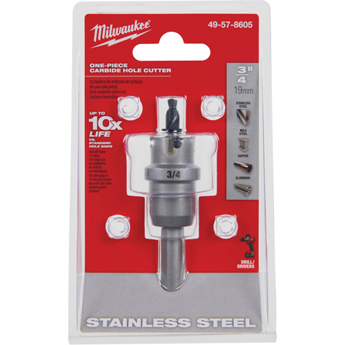 One-Piece Carbide Hole Cutters, 3/4", 3/16" Depth of Cut Superchem Industries