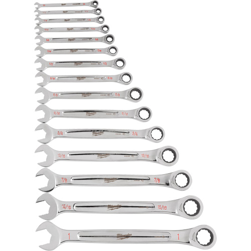 Ratcheting Wrench Set, Combination, 15 Pieces, Imperial Superchem Industries