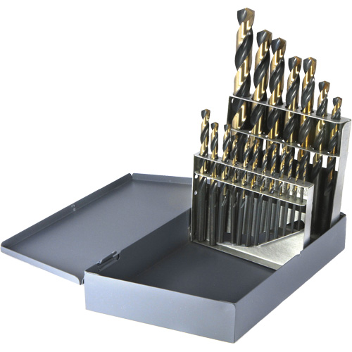 Jeu de forets m&eacute;triques courts DRILLCO, 19 morceaux, Acier rapide Superchem Industries