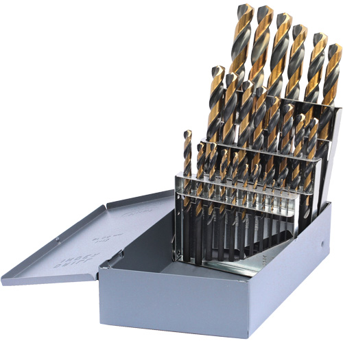 Jeu de forets m&eacute;triques courts DRILLCO, 25 morceaux, Acier rapide Superchem Industries