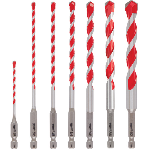 Grand jeu de forets pour perceuse &agrave; percussion Shockwave, 7 morceaux, Carbure Superchem Industries