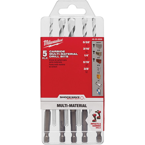Jeu de forets multi-mat&eacute;riaux Shockwave, 5 morceaux, Carbure Superchem Industries