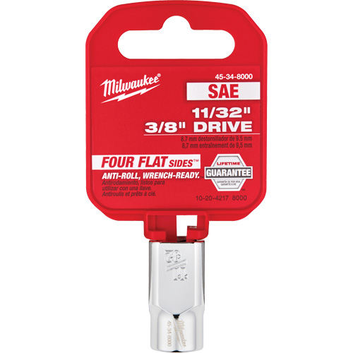 SAE Socket with Four Flat Sides, 11/32", 3/8" Drive, 6 Points Superchem Industries