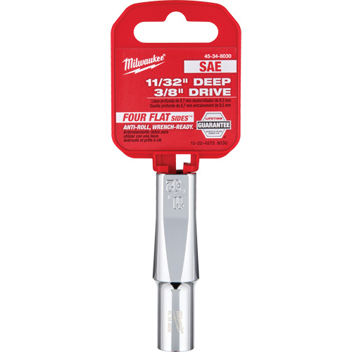 SAE Socket with Four Flat Sides, 11/32", 3/8" Drive, 6 Points, Deep Superchem Industries