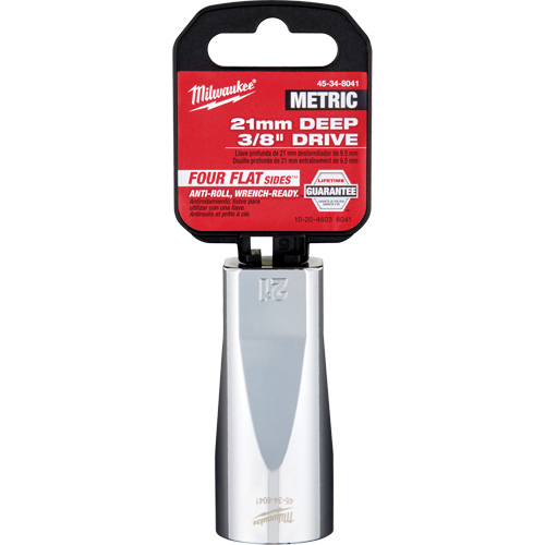 Metric Socket with Four Flat Sides, 21 mm, 3/8" Drive, 6 Points, Deep Superchem Industries