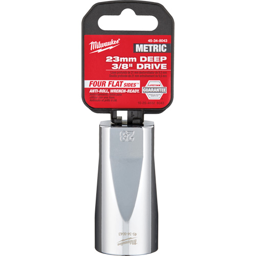 Metric Socket with Four Flat Sides, 23 mm, 3/8" Drive, 6 Points, Deep Superchem Industries