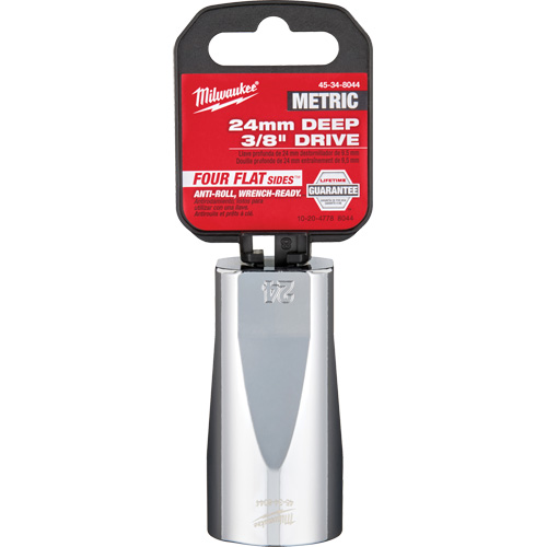 Metric Socket with Four Flat Sides, 24 mm, 3/8" Drive, 6 Points, Deep Superchem Industries