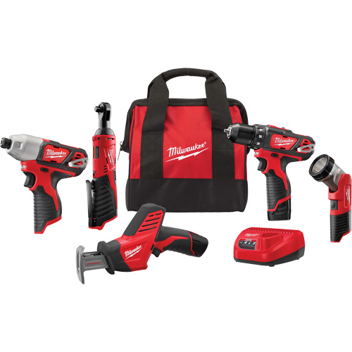 Ensemble 5 pi&egrave;ces doutil combin&eacute; sans fil Redlithium M12, Lithium-ion, 12 V Superchem Industries