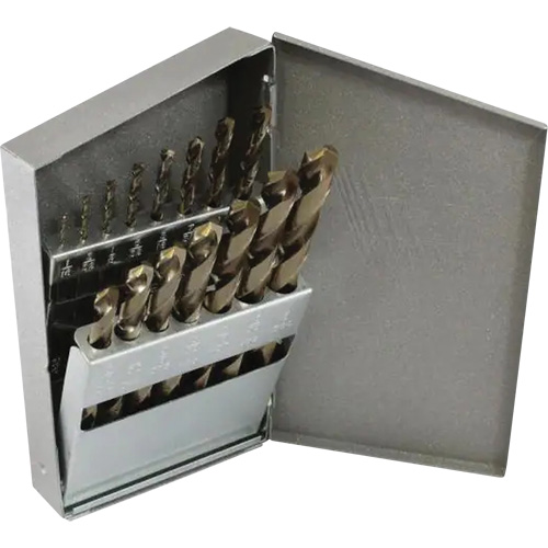 Triumph&reg; MRO Plus&reg; Jobber Length Drill Bit Set, 15 Pieces, High Speed Steel Superchem Industries