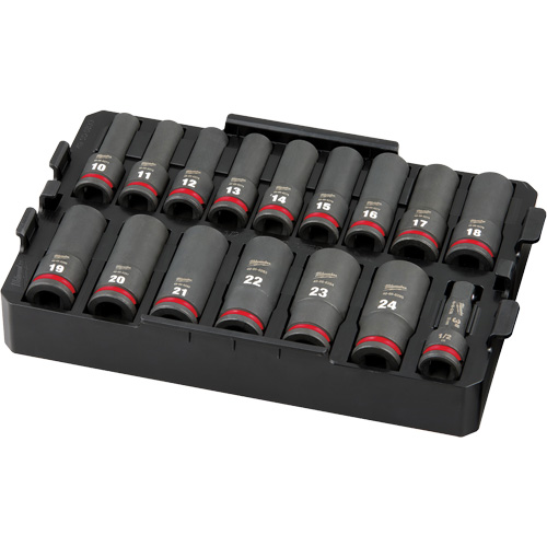 Shockwave Impact Duty Packout Socket Set, 16 Pcs, Impact, 1/2" Drive Size, Deep Superchem Industries
