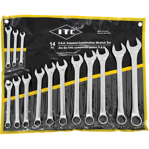 ICW-14PS Polished Wrench Set, Combination, 14 Pieces, Imperial Superchem Industries