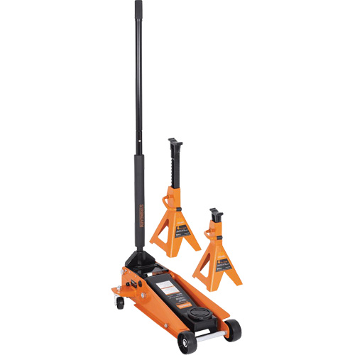 Service Jack with 4-Ton Vehicle Stands, 3.5 Ton(s) Capacity, 5-1/8" Lowered, 21" Raised, Manual Hydraulic Superchem Industries