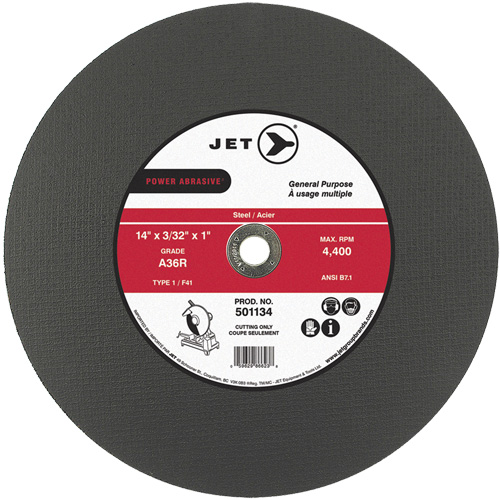 A36R Power Abrasive Cut-Off Wheel, 14" x 3/32", 1" Arbor, Type 1, 4400 RPM Superchem Industries