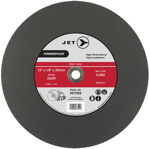 Meule &agrave; tronçonner PowerPlus A24R, 12" x 1/8", Arbre de 20 mm, Type 1, 6600 Tr/min Superchem Industries