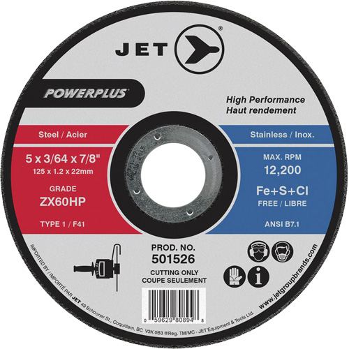 Meule &agrave; tronçonner PowerPlus ZX46HP, 7" x 1/16", Arbre de 7/8", Type 1, 8500 Tr/min Superchem Industries