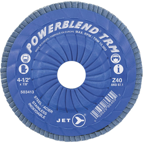PowerBlend Trimmable Flap Disc, 5" x 7/8", Type 29, Z40 Grit, Zirconia Alumina Superchem Industries