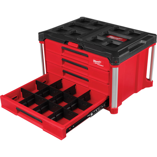 PackOut 4-Drawer Tool Box, 16-3/10" x 22-1/5" x 14-3/10", Red Superchem Industries