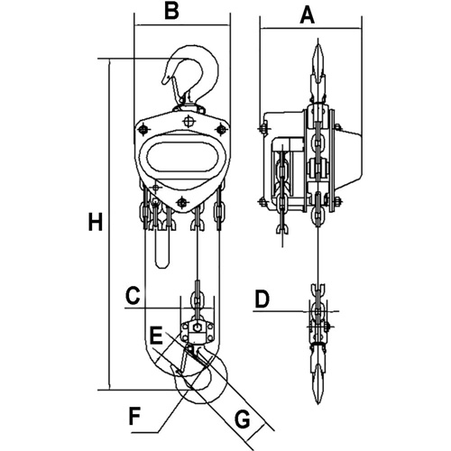 KCH Series Chain Hoists, 20' Lift, 2200 lbs. (1 tons) Capacity, Alloy Steel Chain Superchem Industries