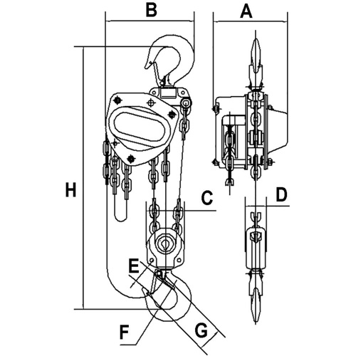 KCH Series Chain Hoists, 20' Lift, 11000 lbs. (5 tons) Capacity, Alloy Steel Chain Superchem Industries