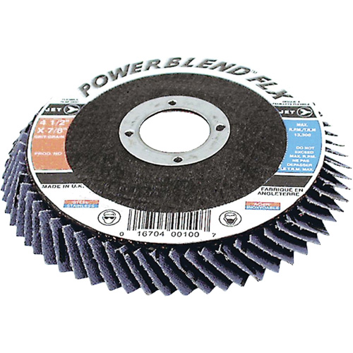 PowerBlend FLX High Performance Flap Discs, 4-1/2" x Type 27, Z120 Grit, Zirconium Superchem Industries