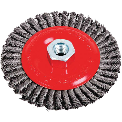 Brosse &agrave; cordon de soudure pour meuleuse angulaire, Dia. 5", Fils 0,02", Arbre 5/8"-11, Acier Superchem Industries
