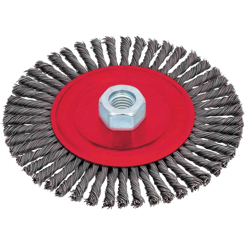 Brosse &agrave; cordon de soudure pour meuleuse angulaire, Dia. 6", Fils 0,02", Arbre 5/8"-11, Acier Superchem Industries