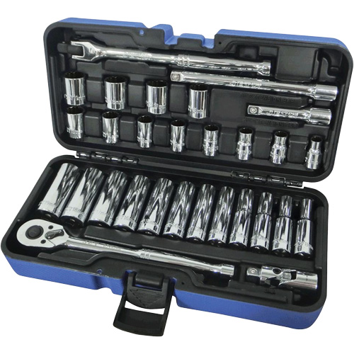 12-Point Ratchets & Sockets Combination Sets, 30 Pcs, 3/8" Drive Size, Deep Superchem Industries