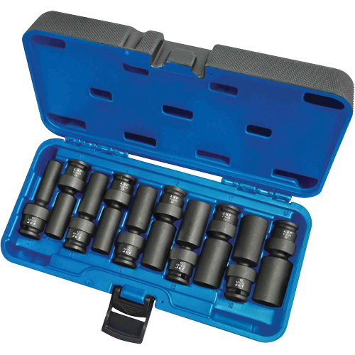 Universal Socket Sets, 10 Pcs, Impact, 3/8" Drive Size, Deep Superchem Industries